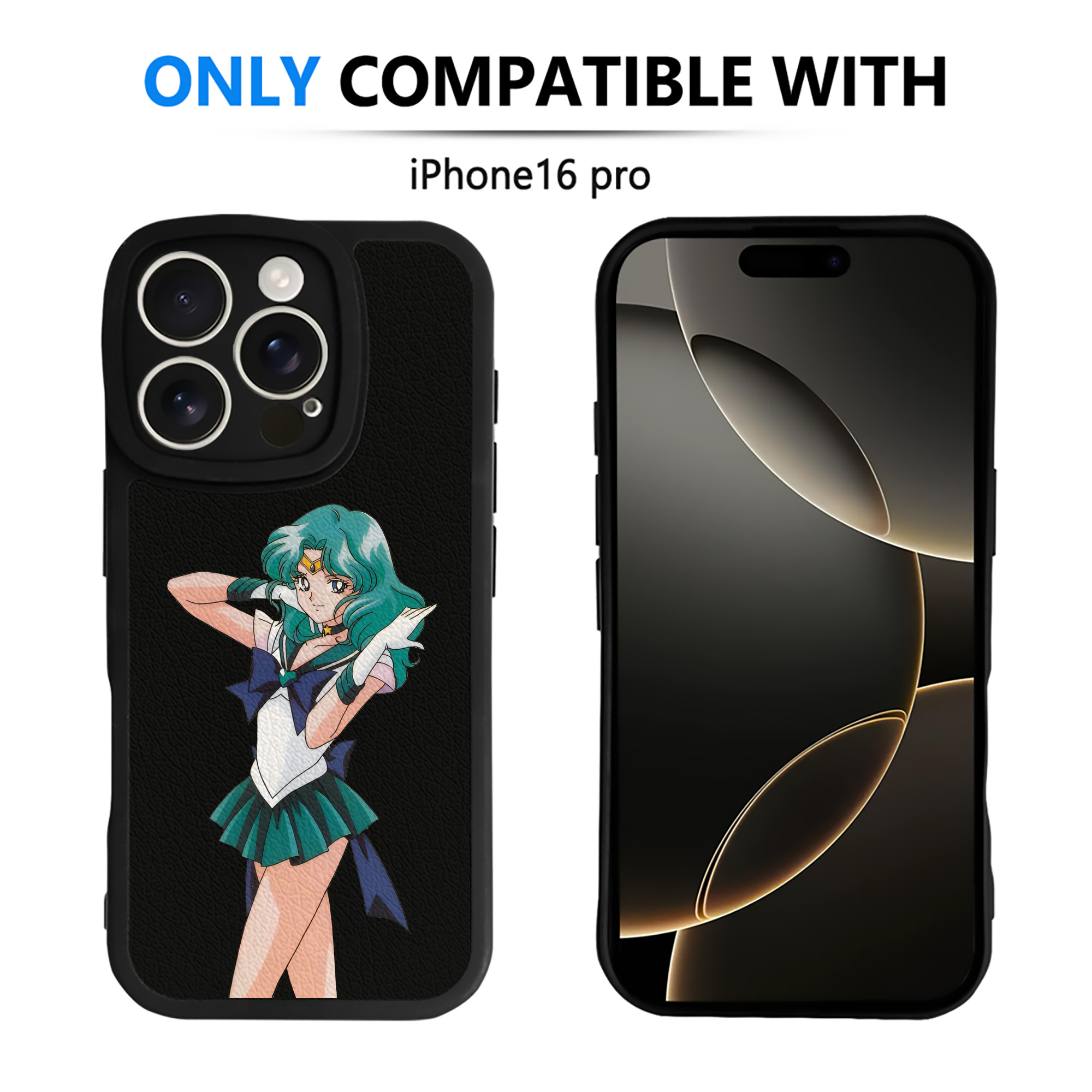 （画像用） 美少女戦士セーラームーン 海王 みちる（かいおう みちる） Sailor Moon Kaiou Michiru 【iPhone 16シリーズ対応】シリコンスマホケース（レザー調） 材質：シリコン